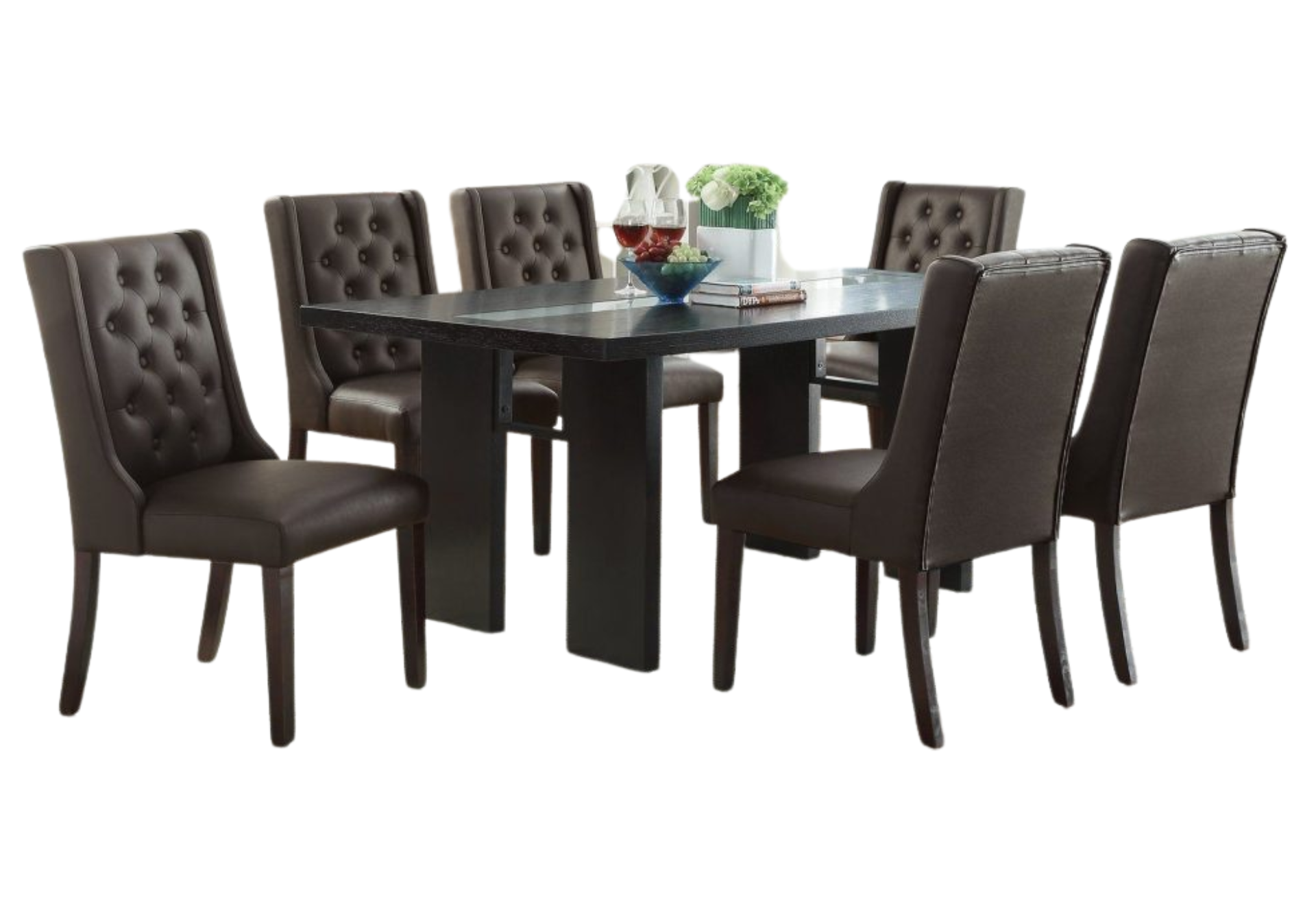 DINING TABLE ESPRESSO WTEMPERED GLASS INSERTED (ONLY TABLE)