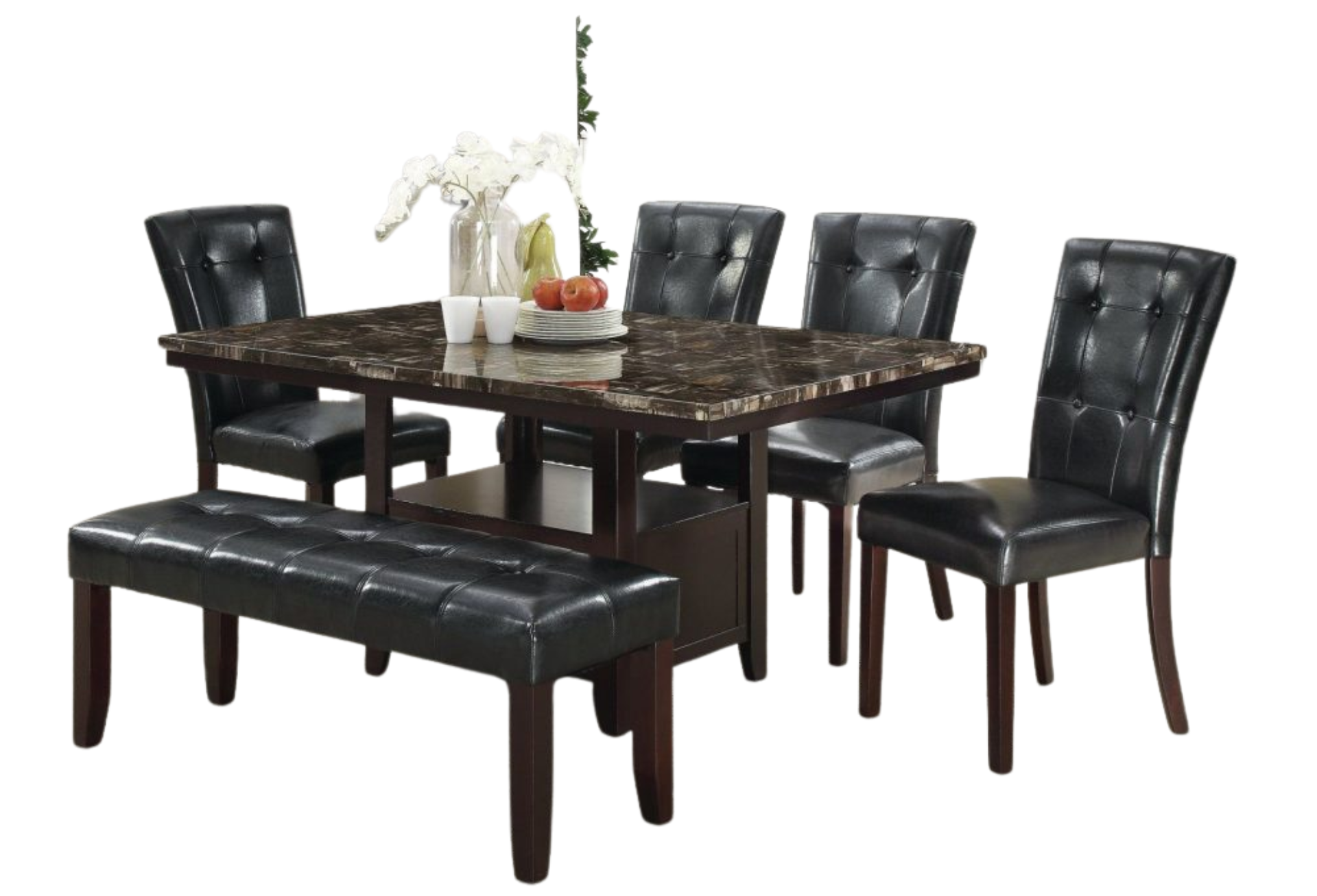 DINING CHAIR BLACK PU UPHOLSTERY (SOLD AS PAIR)