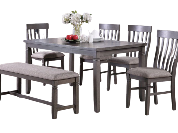 6PC DINING TABLE + 4 CHAIRS + BENCH