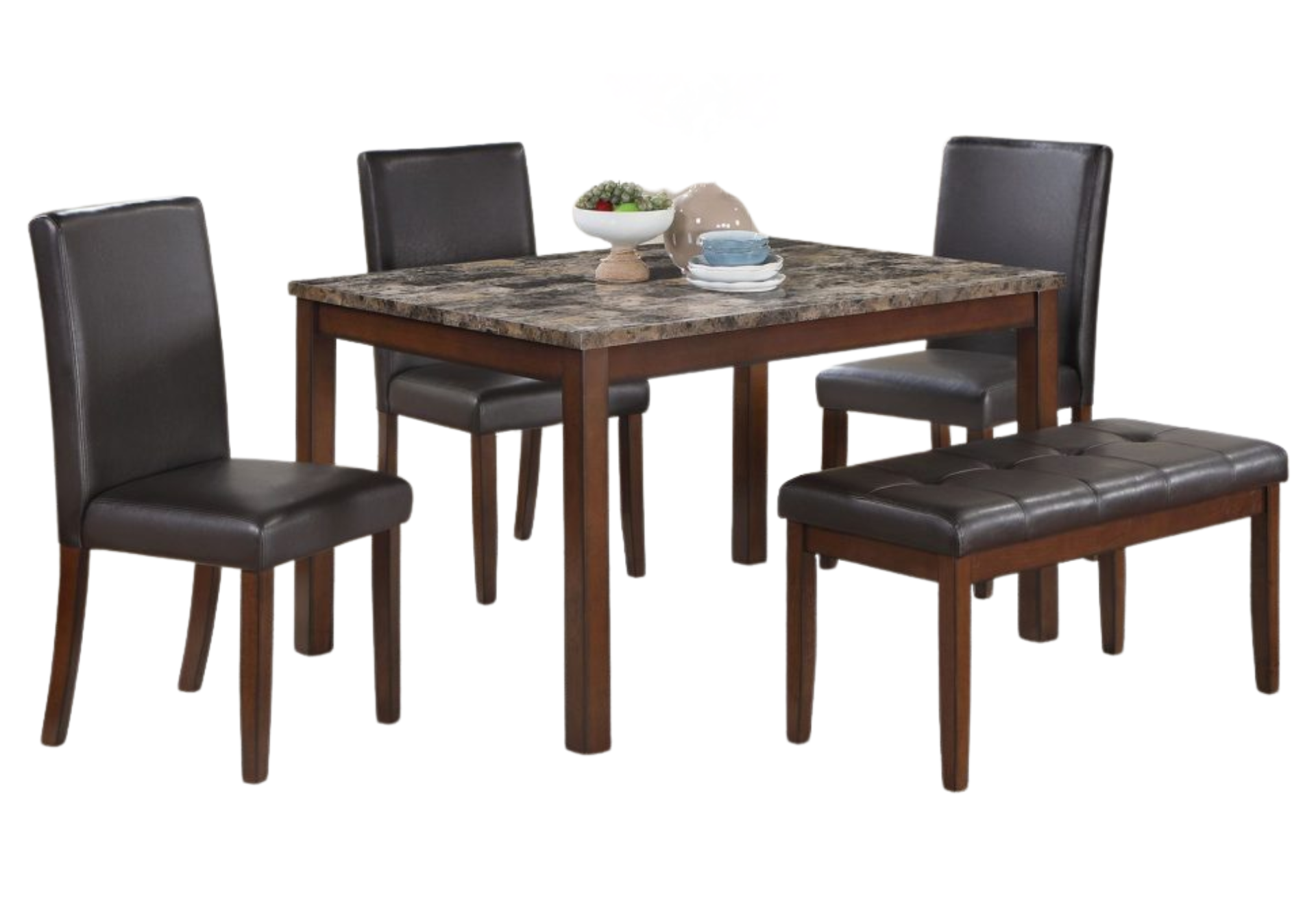 5 PC SET (TABLE + 3 CHAIRS + BENCH)