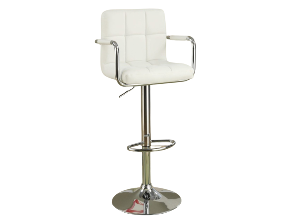 WHITE LEATHER BAR STOOL W/ ARMS (SOLD AS PAIR)