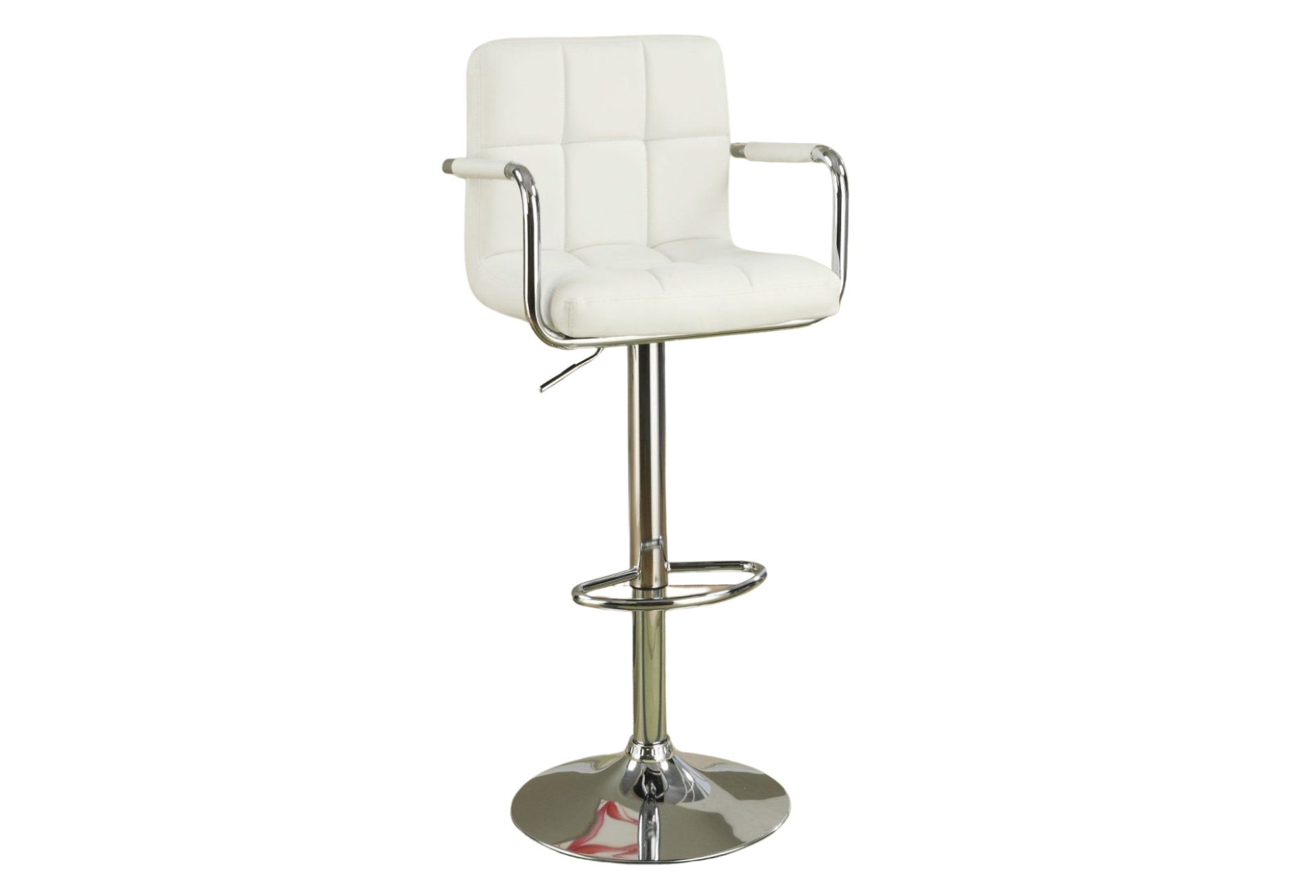 WHITE LEATHER BAR STOOL W/ ARMS (SOLD AS PAIR)