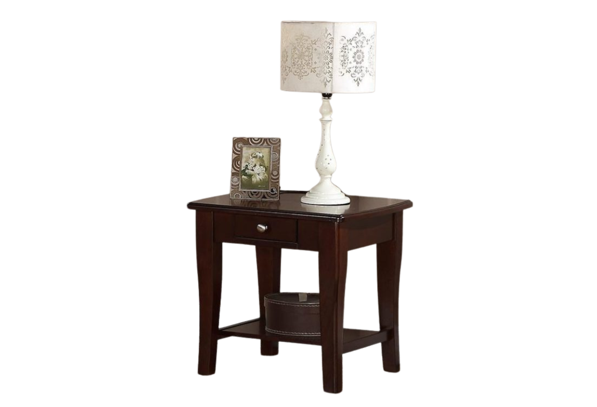 WOOD END TABLE W/ DRAWER