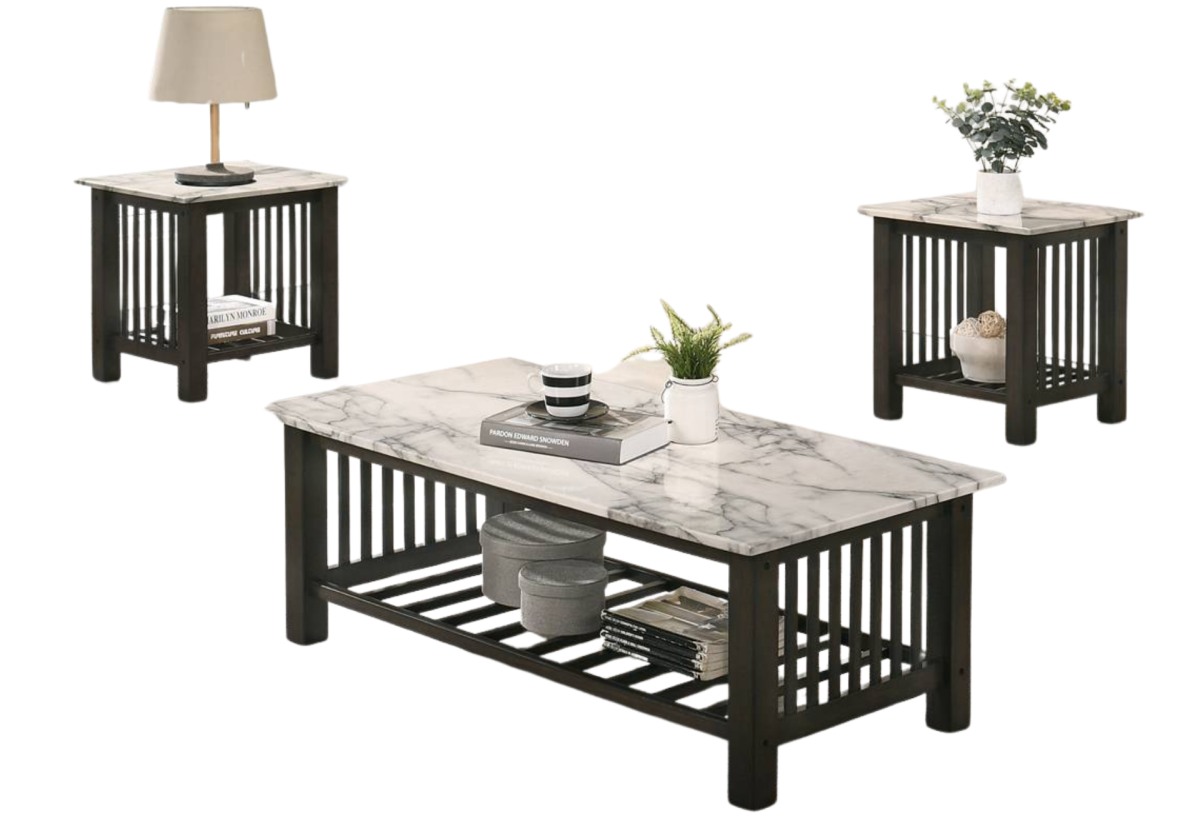 FAUX MARBLE TOP END TABLE ONLY