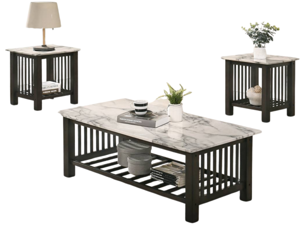 FAUX MARBLE TOP END TABLE ONLY