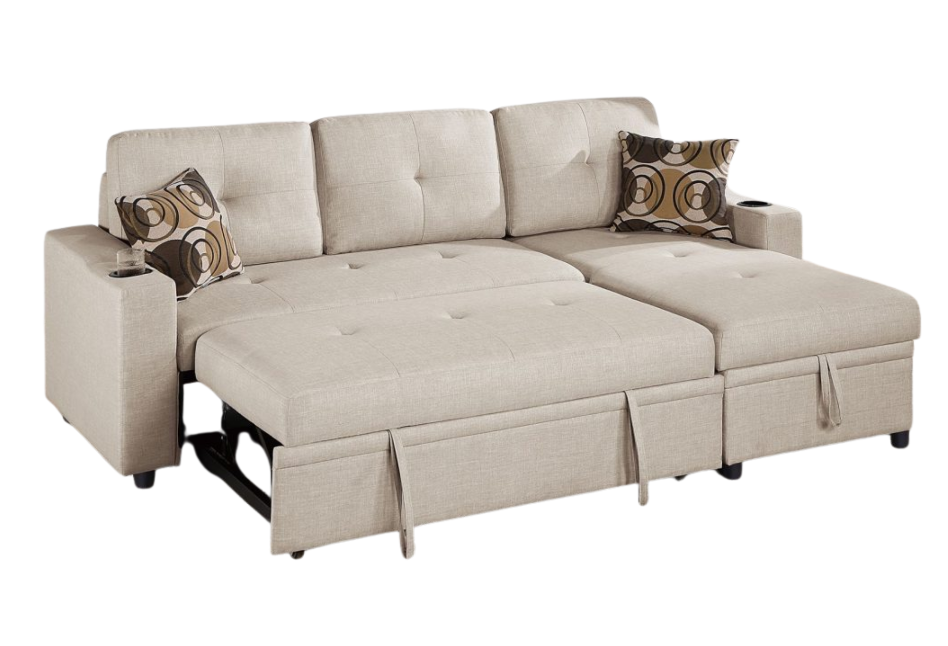 CONVERTIBLE SECTIONAL BEIGE DORRISFABRIC