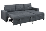 CONVERTIBLE SECTIONAL CHARCOAL LINEN LIKE FABRIC
