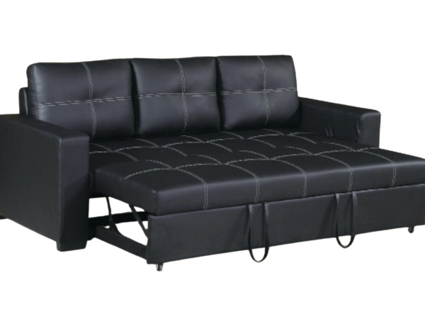 CONVERTIBLE SOFA FAUX LEATHER BLACK