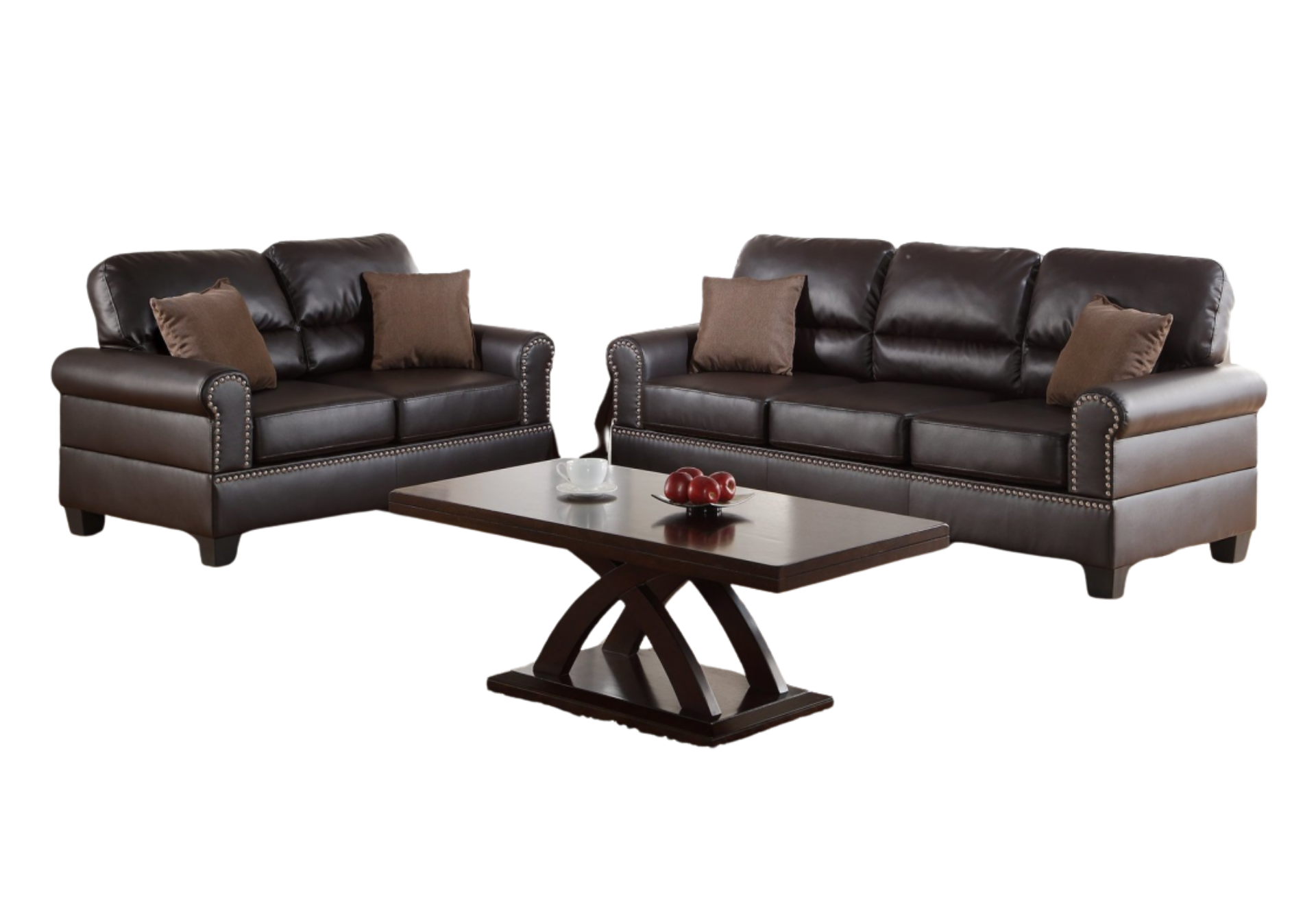 2 PC SOFA SET FAUX LEATHER ESPRESSO