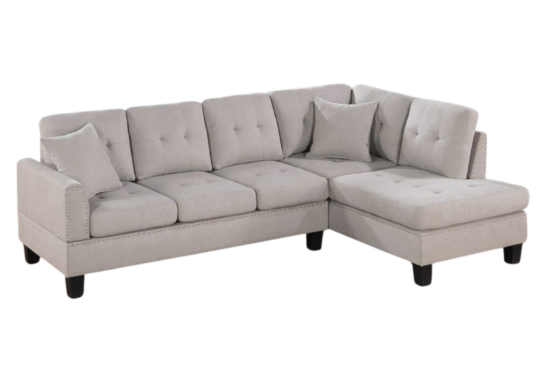 2 PC SECTIONAL SOFA TWEED-LIKE VELVET MUSHROOM