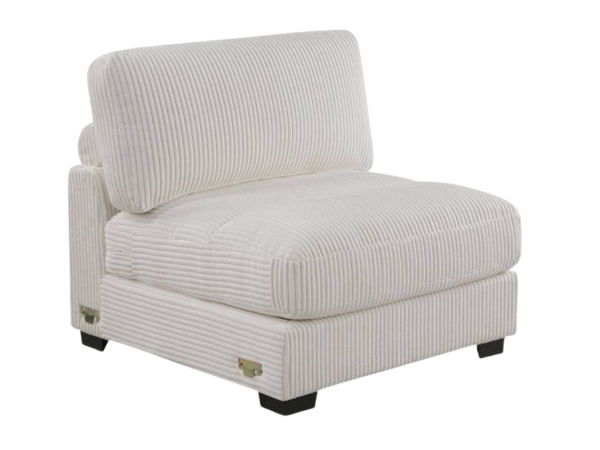 Armless Chair Beige Wide-Welt Corduroy