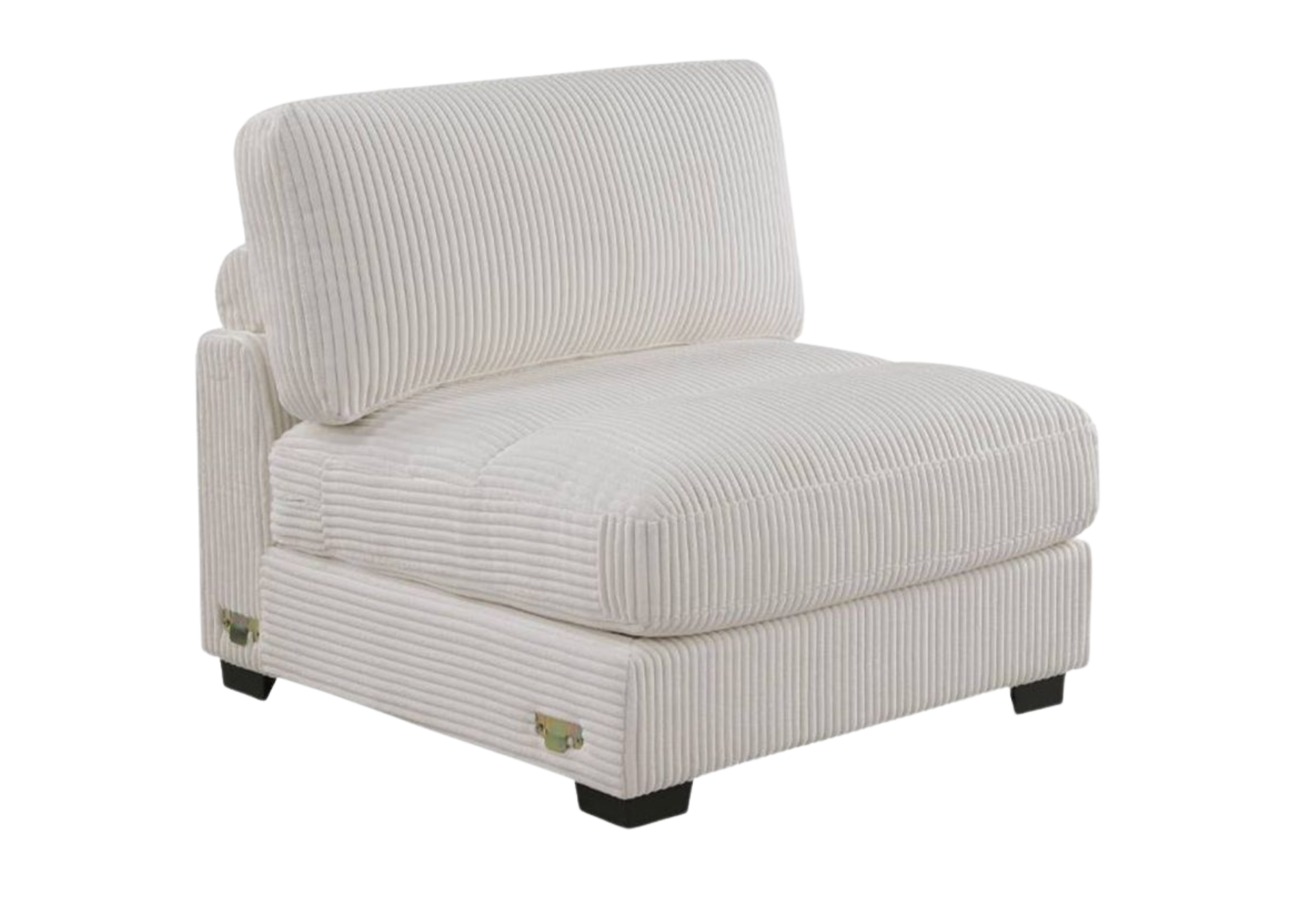 Armless Chair Beige Wide-Welt Corduroy