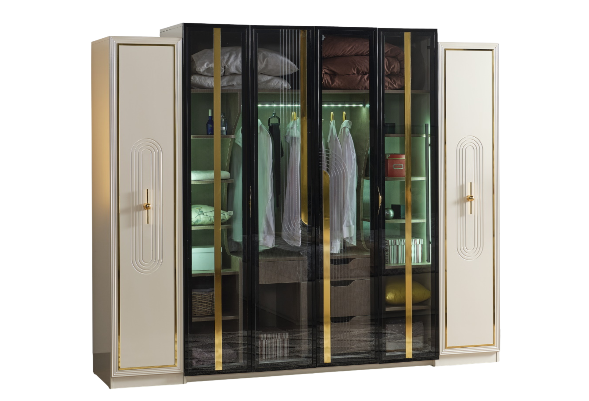 Marsel Mirror Glow 6-Door Wardrobe