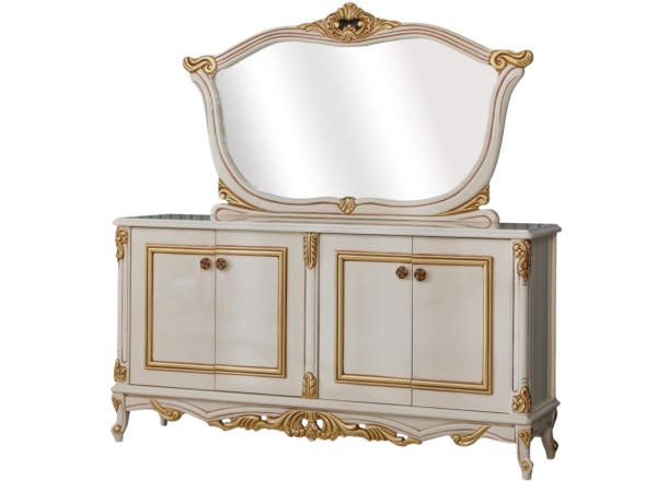 Buse Dining Room Console with Mirror Cream