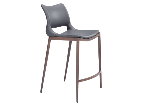 Ace Counter Stool (Set of 2) Dark Gray & Walnut