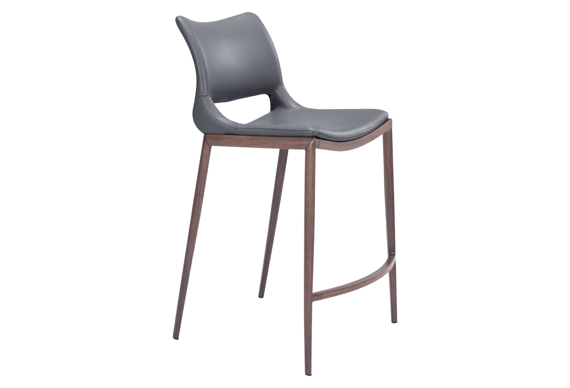 Ace Counter Stool (Set of 2) Dark Gray & Walnut