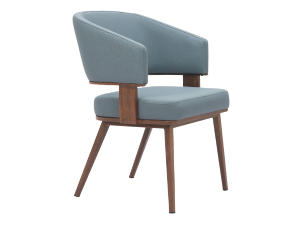 Poise Dining Chair Azure Gray & Walnut