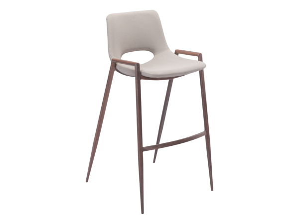 Desi Barstool (Set of 2) Beige & Walnut