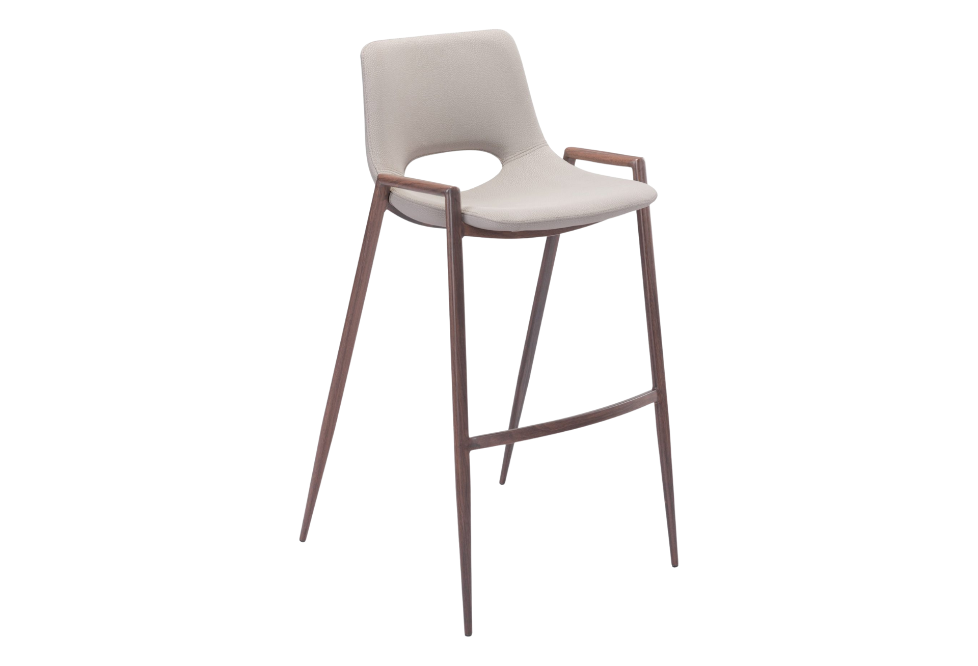 Desi Barstool (Set of 2) Beige & Walnut