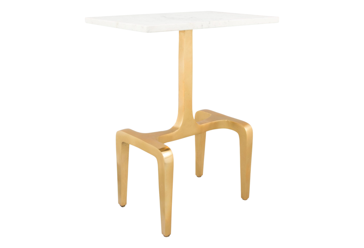 Clement Side Table White & Gold