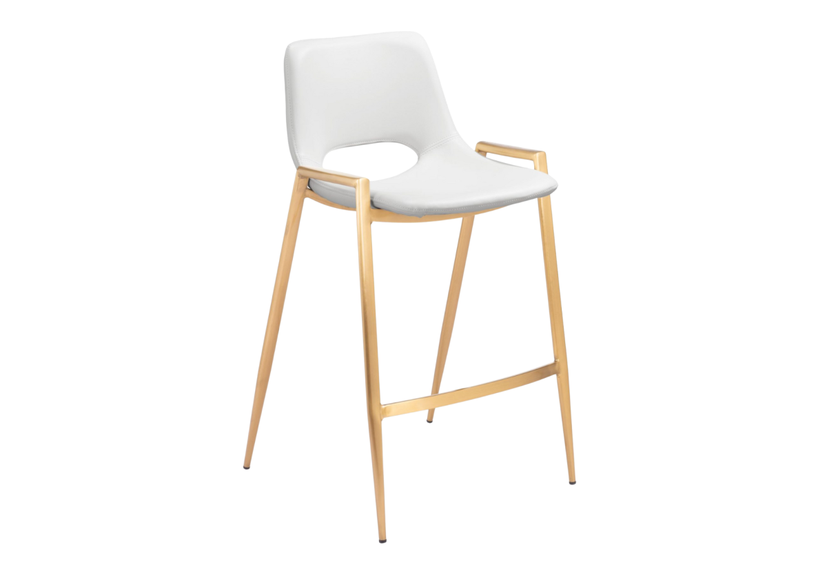 Desi Counter Stool (Set of 2) White & Gold