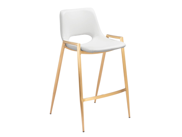 Desi Counter Stool (Set of 2) White & Gold