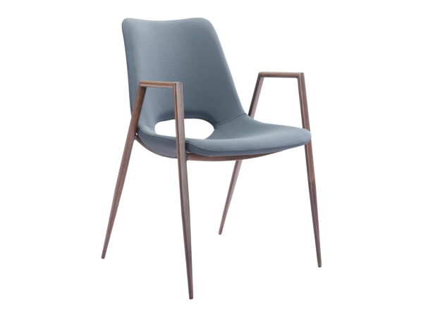 Desi Dining Chair (Set of 2) Azure Gray & Walnut