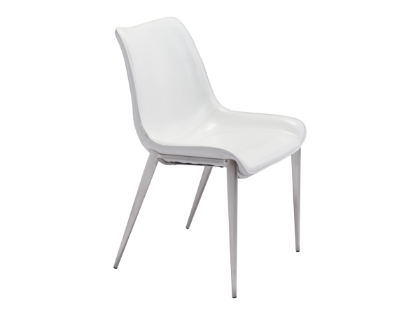 Magnus Dining Chair (Set of 2) White & Silver