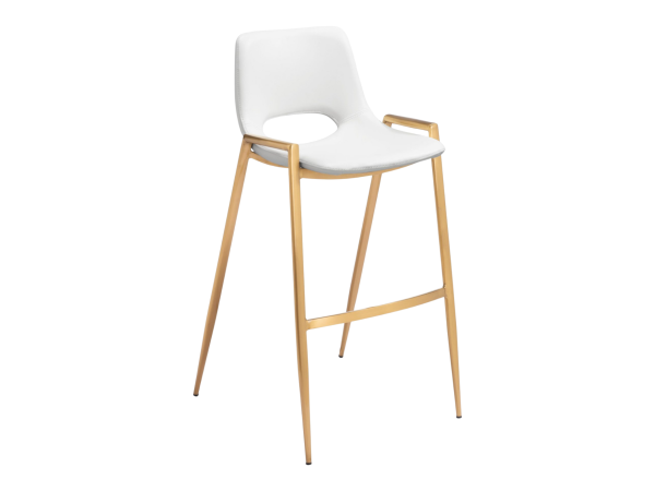 Desi Barstool (Set of 2) White & Gold