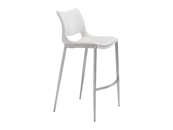 Ace Barstool (Set of 2) White & Silver