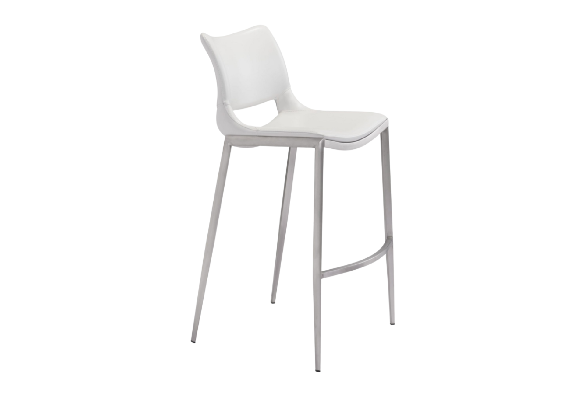 Ace Barstool (Set of 2) White & Silver