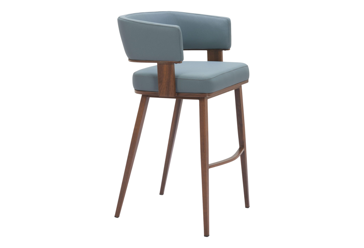 Poise Barstool Azure Gray & Walnut