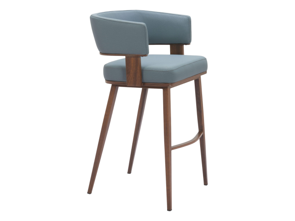 Poise Barstool Azure Gray & Walnut