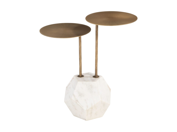 Anten Side Table Brass & White