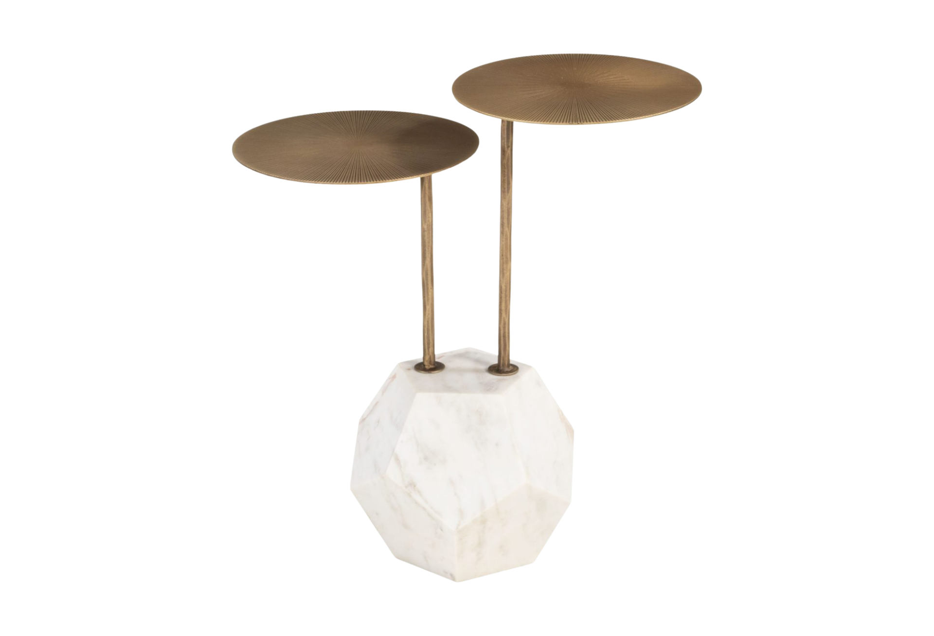 Anten Side Table Brass & White