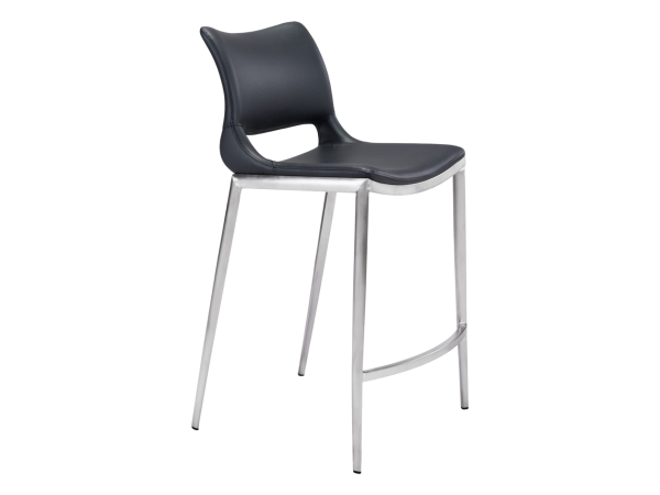 Ace Counter Stool (Set of 2) Black & Silver