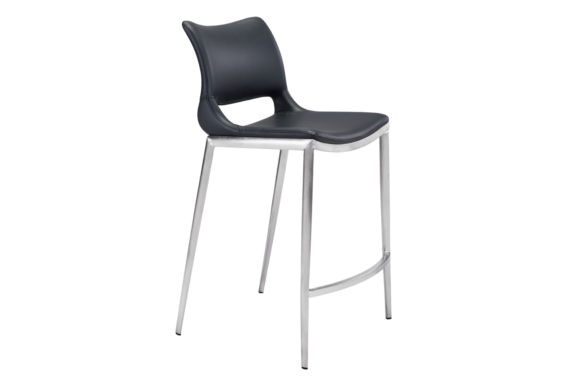 Ace Counter Stool (Set of 2) Black & Silver