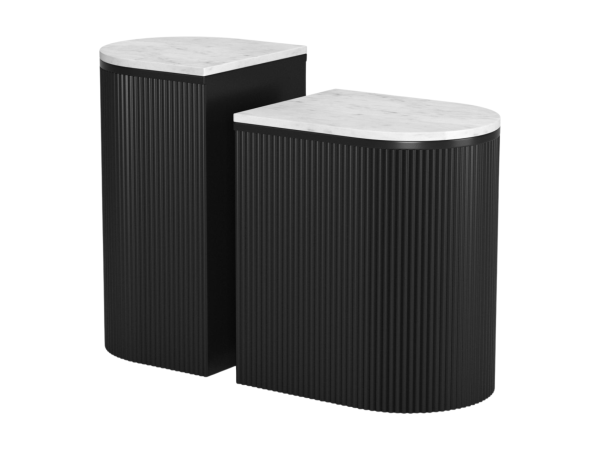 Ormara Side Table Set (2-Piece) White & Black