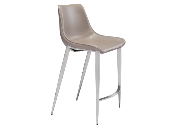 Magnus Counter Stool (Set of 2) Brown & Silver