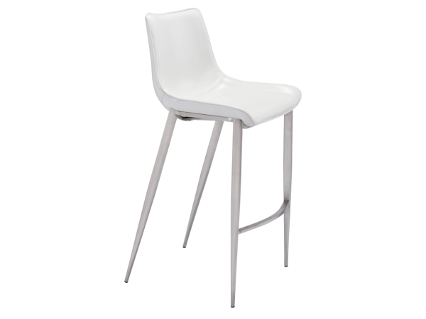Magnus Barstool (Set of 2) White & Silver