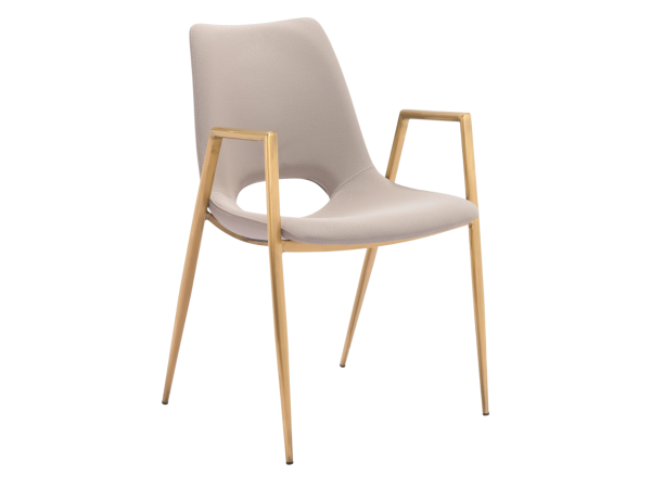Desi Dining Chair (Set of 2) Beige & Gold