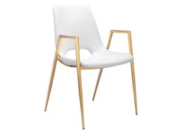 Desi Dining Chair (Set of 2) White & Gold