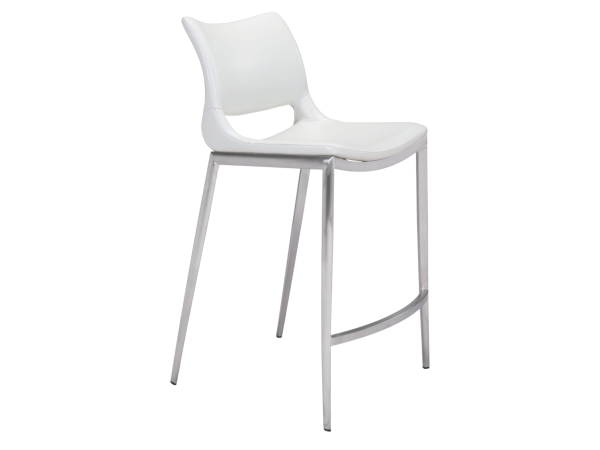 Ace Counter Stool (Set of 2) White & Silver