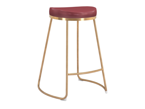 Bree Counter Stool (Set of 2) Burgundy & Gold