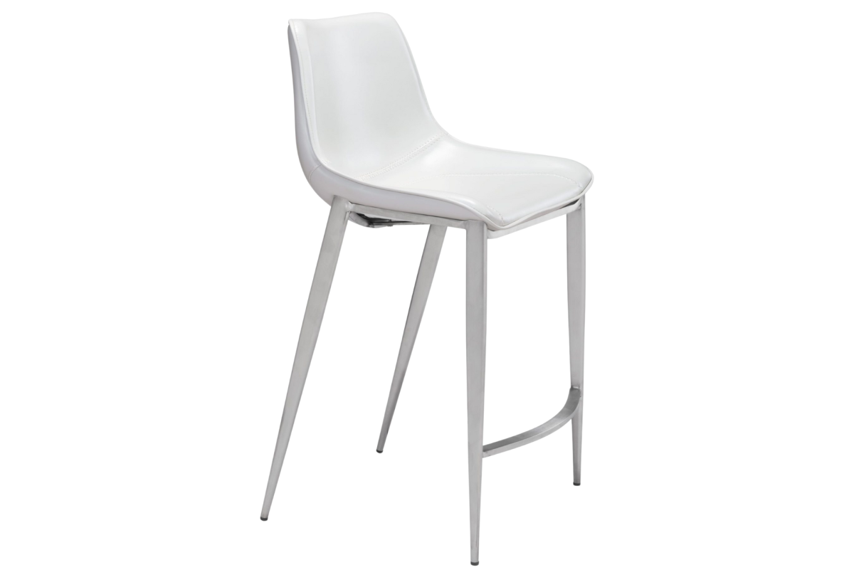 Magnus Counter Stool (Set of 2) White & Silver