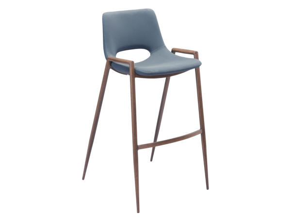 Desi Barstool (Set of 2) Azure Gray & Walnut