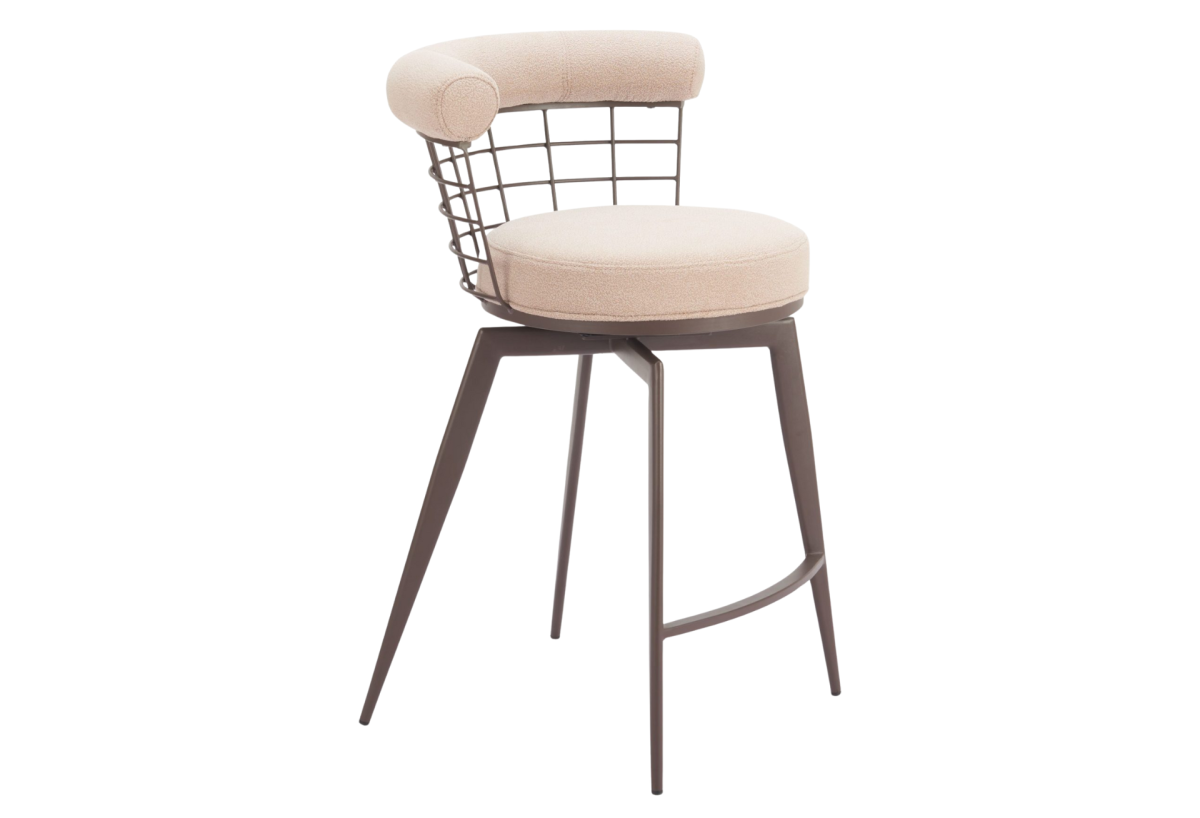 Saku Swivel Counter Stool Beige & Brown