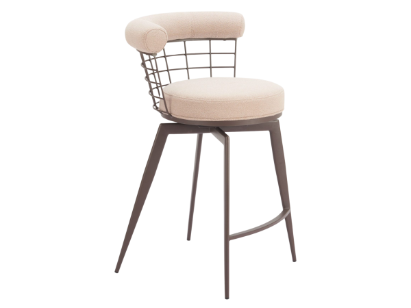 Saku Swivel Counter Stool Beige & Brown