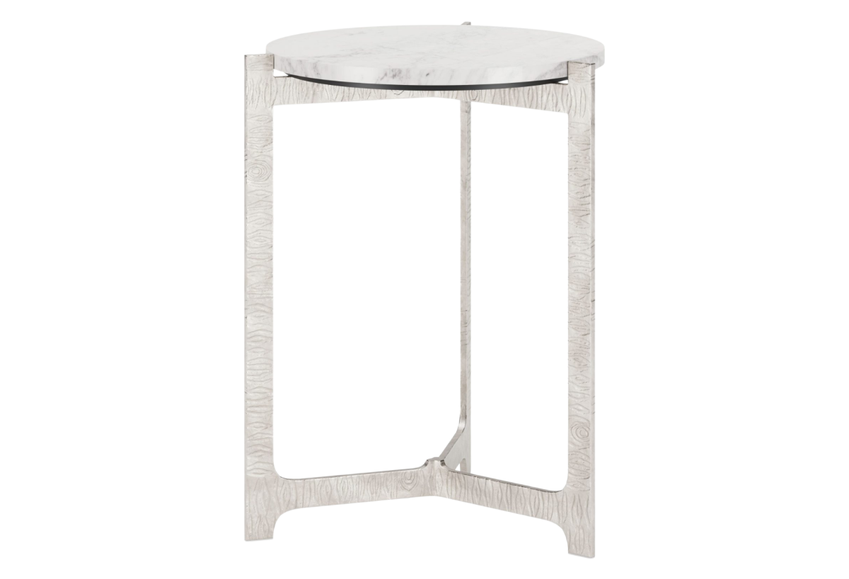 Barmas Side Table White & Silver
