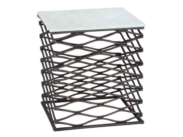 Duke Side Table White & Antique Bronze